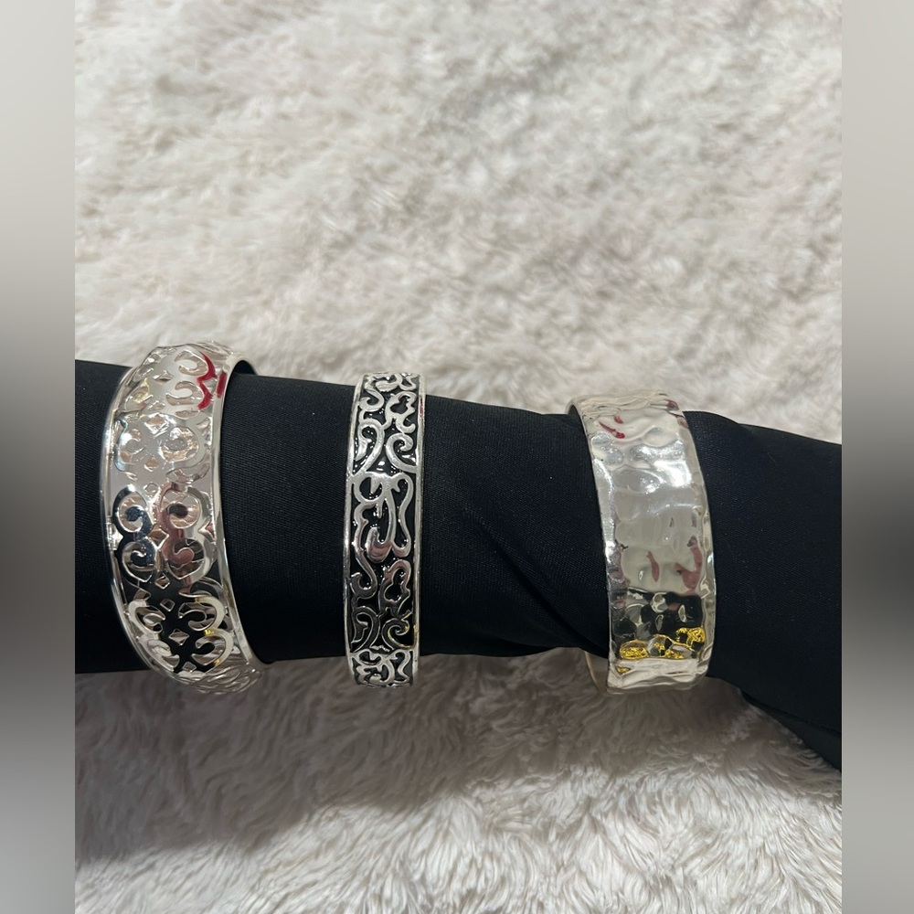 White House Black Market Silver-Tone and Black Bracelet Trio